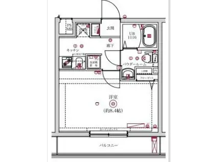 レンティーヴァ綾瀬(1K/2階)の間取り写真