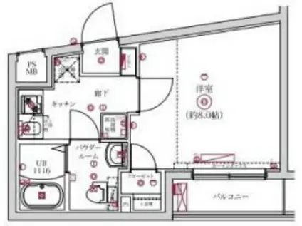 レンティーヴァ綾瀬(1K/3階)の間取り写真