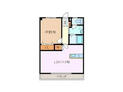 コーキア富洲原(1LDK/3階)の間取り写真