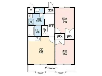 メマリス・イーチ(2LDK/2階)の間取り写真