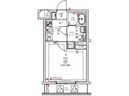 レンティーヴァ綾瀬(1K/4階)の間取り写真