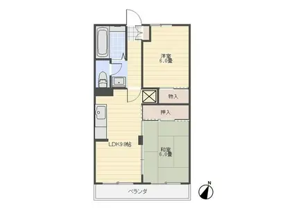 ヴァンベール東川口(2LDK/2階)の間取り写真