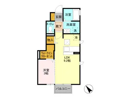 コネクト城南(1LDK/1階)の間取り写真