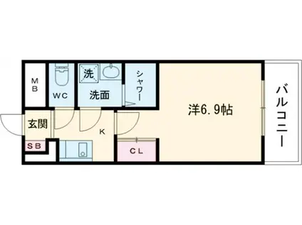 フォセット幡ヶ谷(1K/1階)の間取り写真