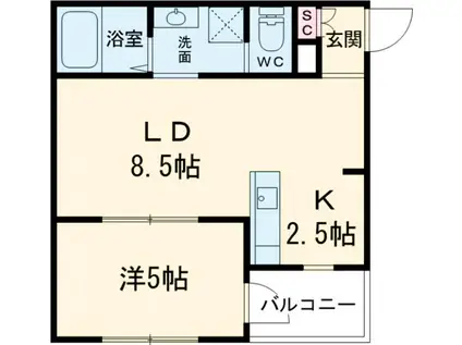 FUJISTA田無(1LDK/3階)の間取り写真