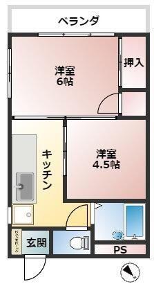 吉田コーポ(2K/1階)の間取り写真