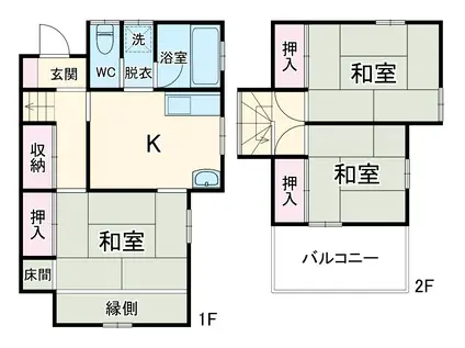 京成電鉄松戸線 薬園台駅 徒歩16分 2階建 築53年(3DK)の間取り写真