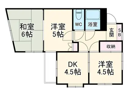 プリンスヴィラはなわ(3K/3階)の間取り写真
