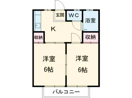 ニッケイヒルズC(2DK/2階)の間取り写真