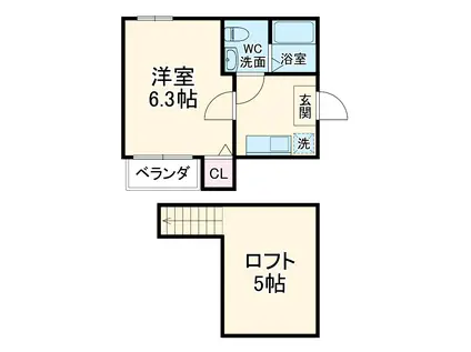 マーベラス本陣(1SK/1階)の間取り写真