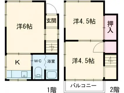 つくばエクスプレス 八潮駅 徒歩24分 2階建 築52年(3K)の間取り写真