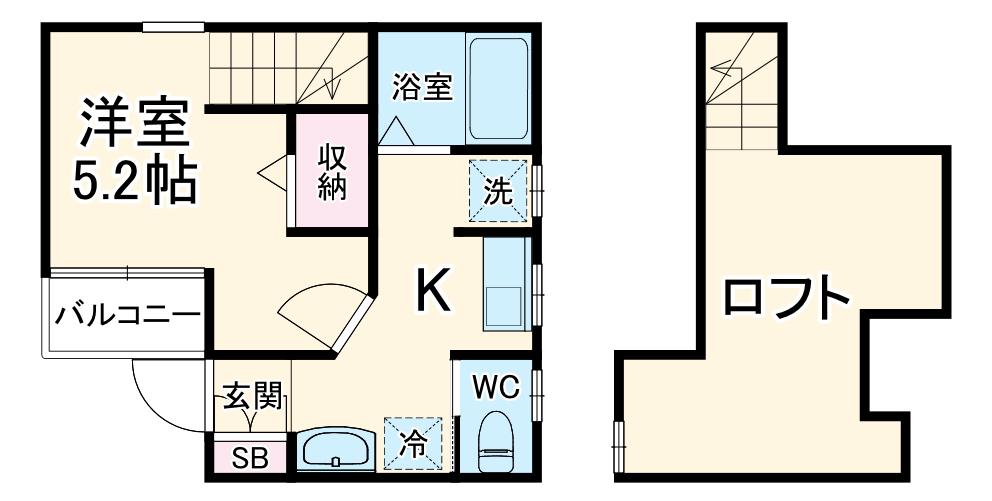 RIBERTA前上町(1K/1階)の間取り写真