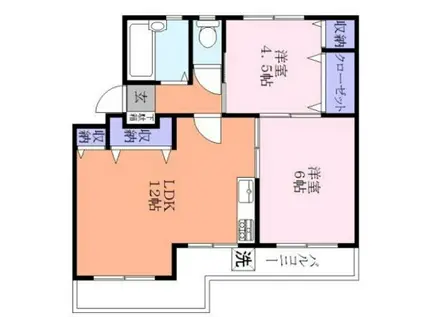 八千代台西オーガスタ(2LDK/2階)の間取り写真