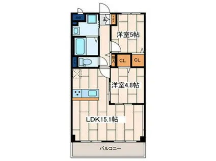 大和市西鶴間3丁目マンション(2LDK/3階)の間取り写真