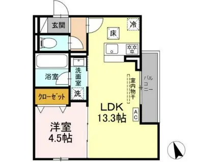 フレジェ(1LDK/1階)の間取り写真