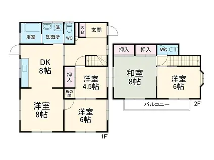 京浜急行電鉄本線 逸見駅 徒歩10分 2階建 築42年(5DK)の間取り写真