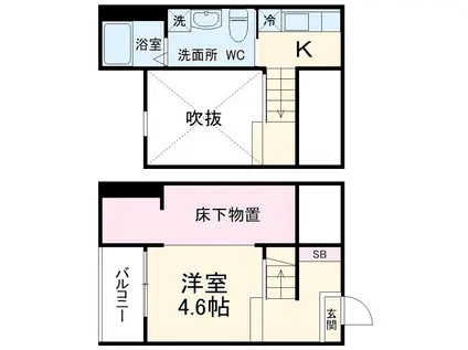 クレアーレ想(ワンルーム/2階)の間取り写真