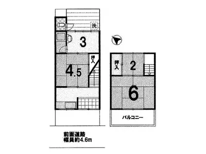 阪急電鉄嵐山線 上桂駅 徒歩6分 2階建 築61年(3K)の間取り写真