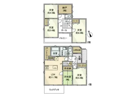 名鉄名古屋本線 名鉄一宮駅 徒歩13分 2階建 築13年(5LDK)の間取り写真