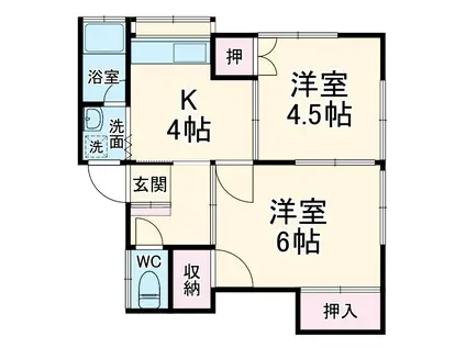 オールウェイズ(2K/2階)の間取り写真