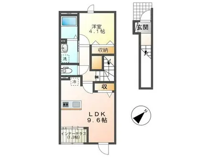 アベニール(1LDK/2階)の間取り写真
