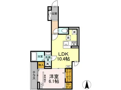 D PAINA 中野島Ⅱ(1LDK/2階)の間取り写真