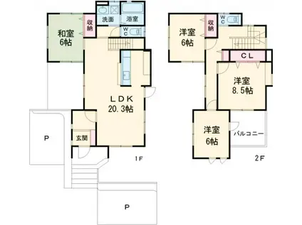 東武鉄道宇都宮線 江曽島駅 徒歩26分 2階建 築18年(4LDK)の間取り写真