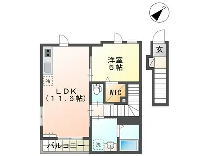 LINA(1LDK/2階)の間取り写真