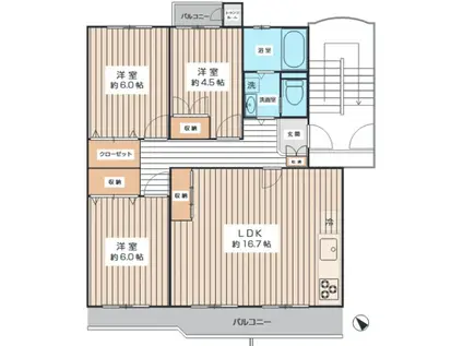 パイロットハウス検見川7号棟(3LDK/3階)の間取り写真