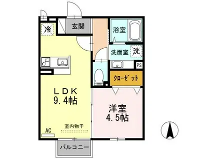 ぱるタウン C(1LDK/2階)の間取り写真