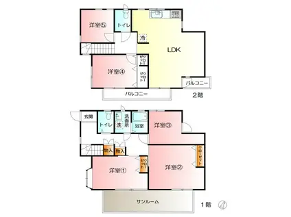 東海道本線 戸塚駅 徒歩14分 2階建 築38年(5LDK)の間取り写真