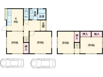 山陰本線 園部駅 徒歩19分 2階建 築44年(4K)の間取り写真