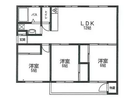 鵜野森団地H棟(3LDK/3階)の間取り写真