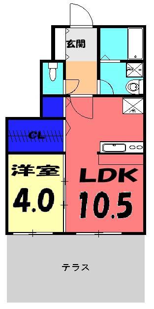ドルフⅢ(1LDK/1階)の間取り写真