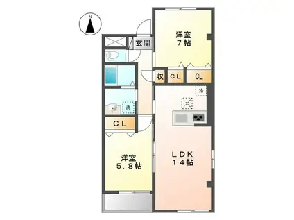 ブランメゾン(2LDK/2階)の間取り写真