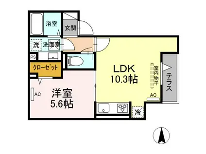 ルリアン中村(1LDK/1階)の間取り写真