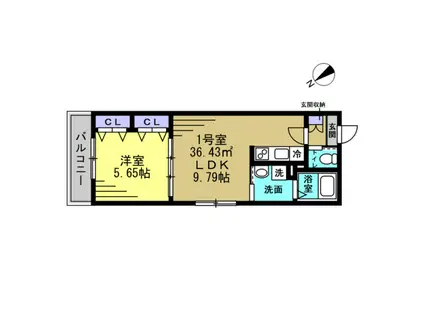 総武本線 都賀駅 徒歩14分 3階建 新築(1LDK/1階)の間取り写真