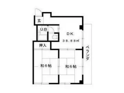 セブンハイツ(2DK/2階)の間取り写真