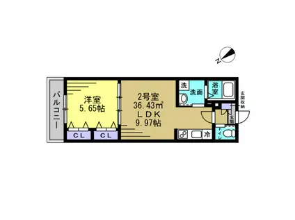 総武本線 都賀駅 徒歩14分 3階建 新築(1LDK/2階)の間取り写真