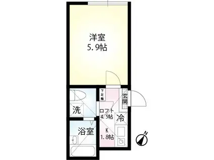 RA・湘南(1K/1階)の間取り写真