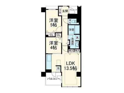 イニシア西船橋(2LDK/2階)の間取り写真