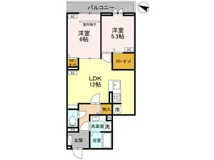 NOBLE RAFFINER上小町(2LDK/2階)の間取り写真