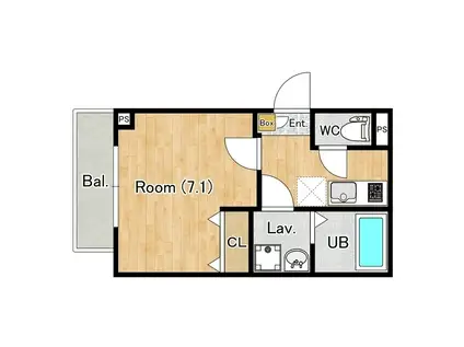 ジーメゾン見沼風渡野アネモス(1K/2階)の間取り写真