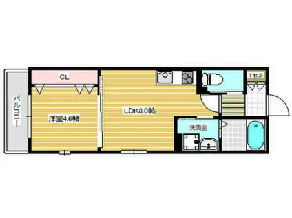 LA VIE BELLE 宝山町Ⅱ(1LDK/3階)の間取り写真