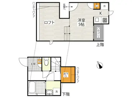 CB東大宮ライブリー(1K/1階)の間取り写真