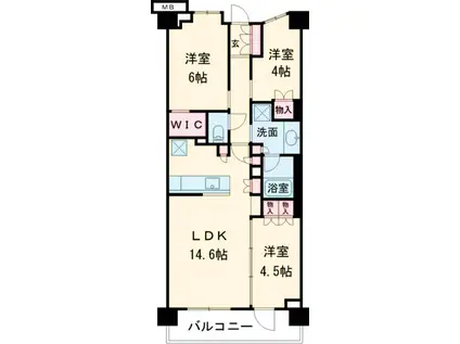 パークシティ高田馬場(3LDK/2階)の間取り写真
