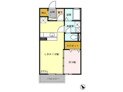 エスポワール A(1LDK/2階)の間取り写真