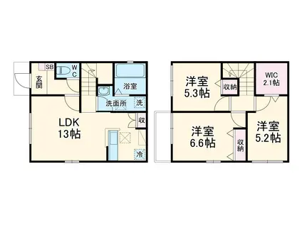 東京地下鉄有楽町線 和光市駅 徒歩13分 2階建 築4年(3LDK)の間取り写真