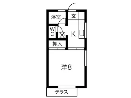 峰ハイツS(1K/1階)の間取り写真