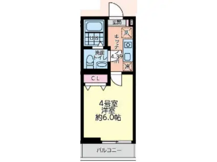 シティハイツ中央林間(1K/3階)の間取り写真